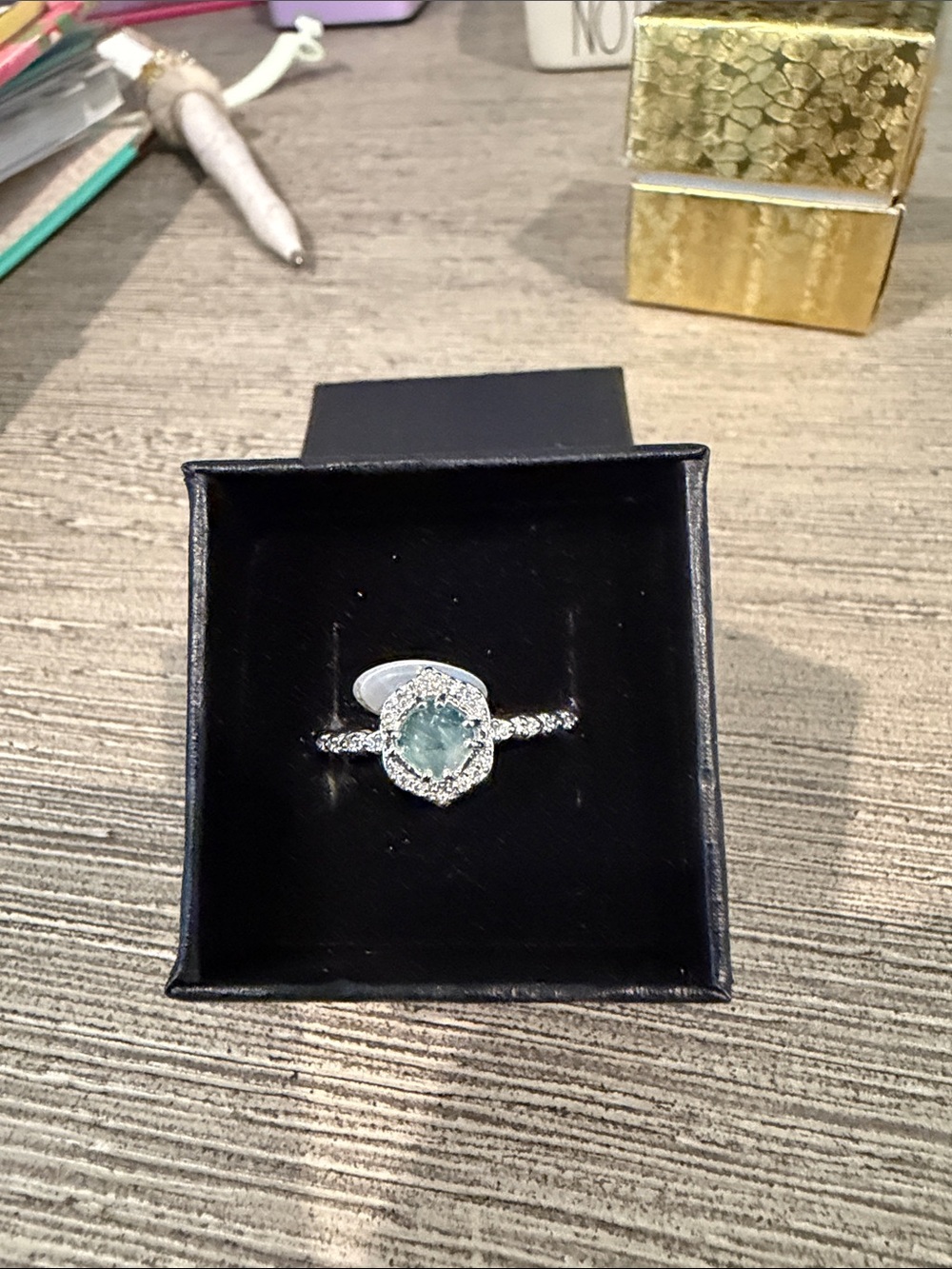 Aquamarine Halo Silver Ring - Women's Fine Jewelry